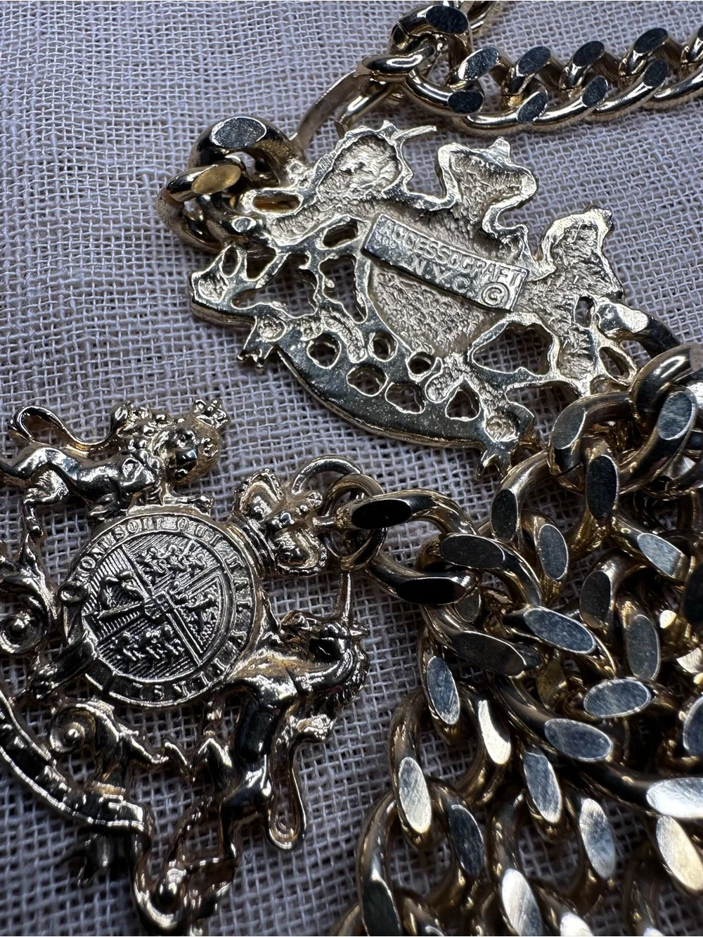 VTG Accessocraft NYC  Medallion Swag Chain Belt 70s 80s